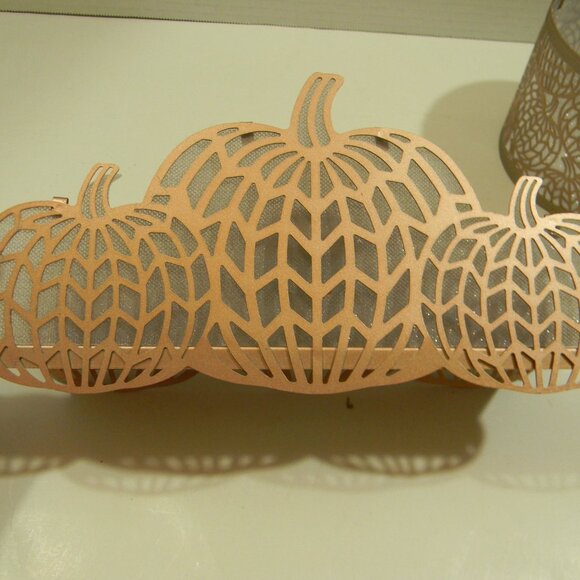 Yankee Candle Chevron Pumpkins Candle Holder and Shade Rose Gold Sparkle EUC - Picture 5 of 9